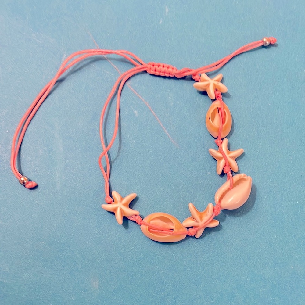 Starfish Bracelet Senster Cowry Seashell pink hemp braided bracelet